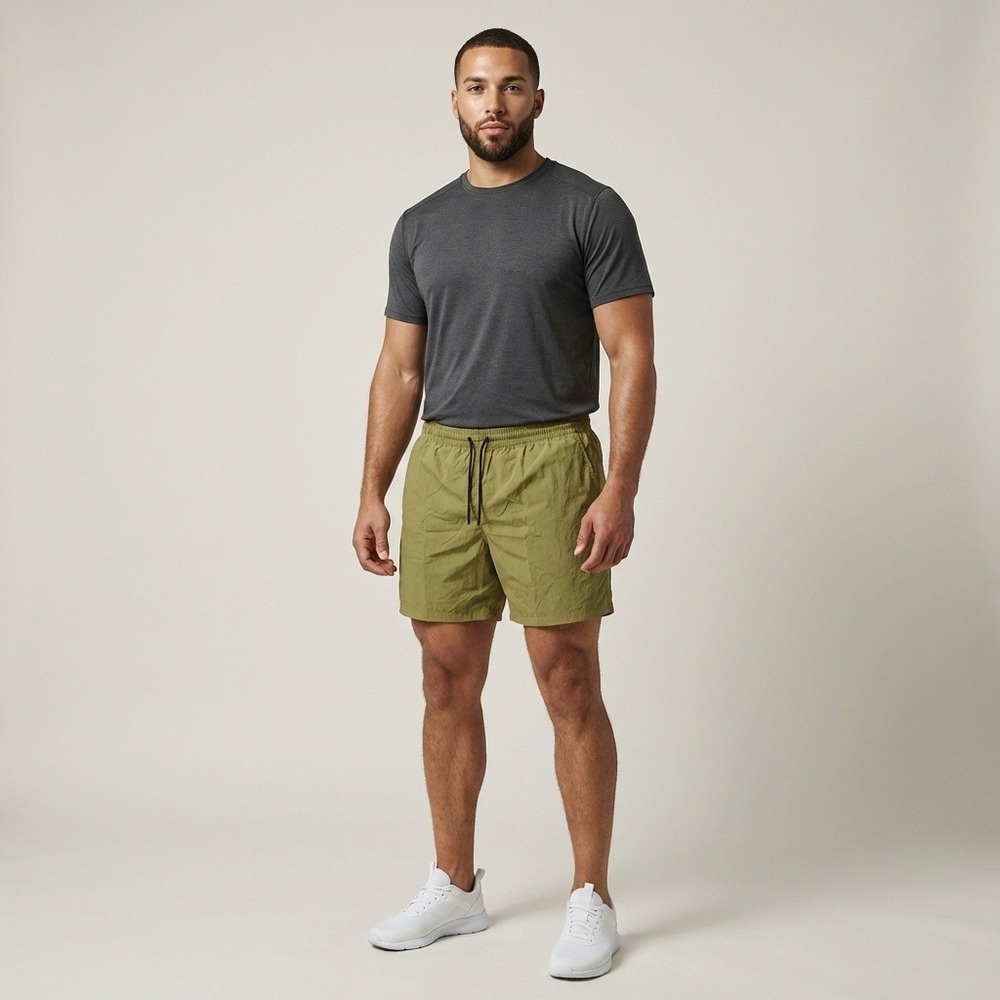 Everlane ReNew Swim Short Mens XL Olive Green Recycled Nylon 7 Inch Inseam